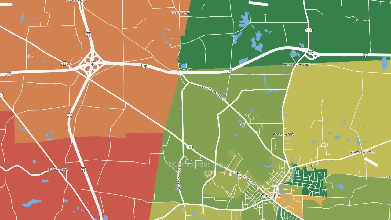 McDowell Corners, PA Map of Assault Rates