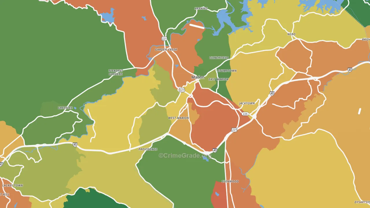 McDowell County, NC Map of Assault Rates