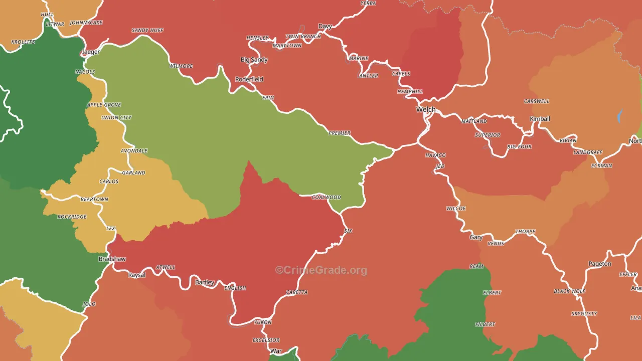 McDowell County, WV Map of Assault Rates