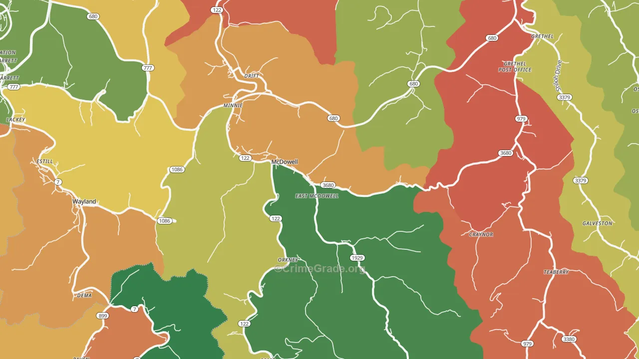 McDowell, KY Map of Assault Rates