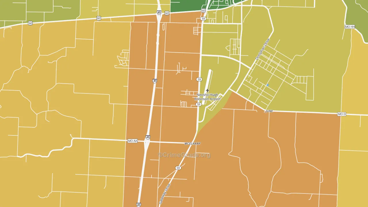 McElhany, MO Map of Assault Rates