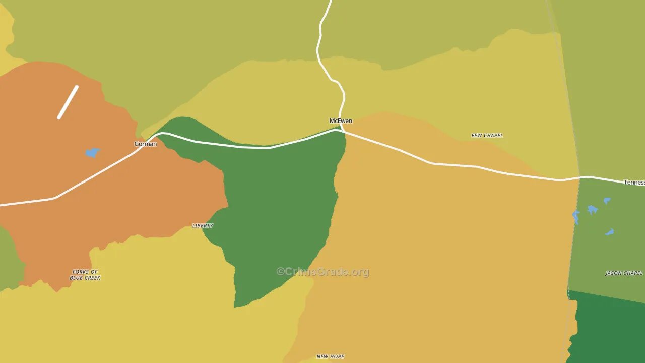 McEwen, TN Map of Assault Rates