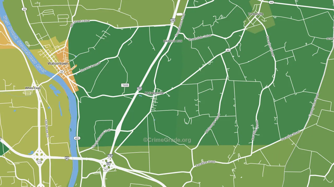 McEwensville, PA Map of Assault Rates