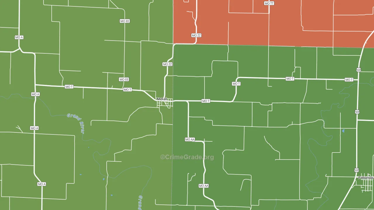 McFall, MO Map of Assault Rates