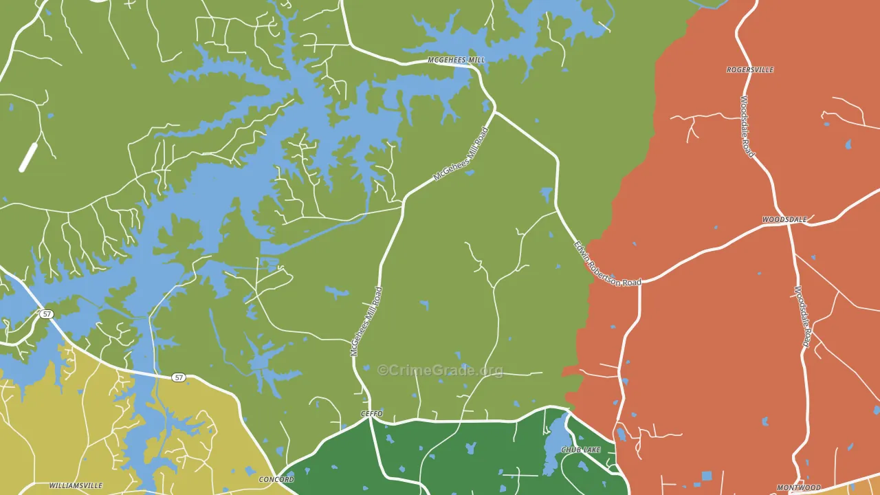 McGehees Mill, NC Map of Assault Rates