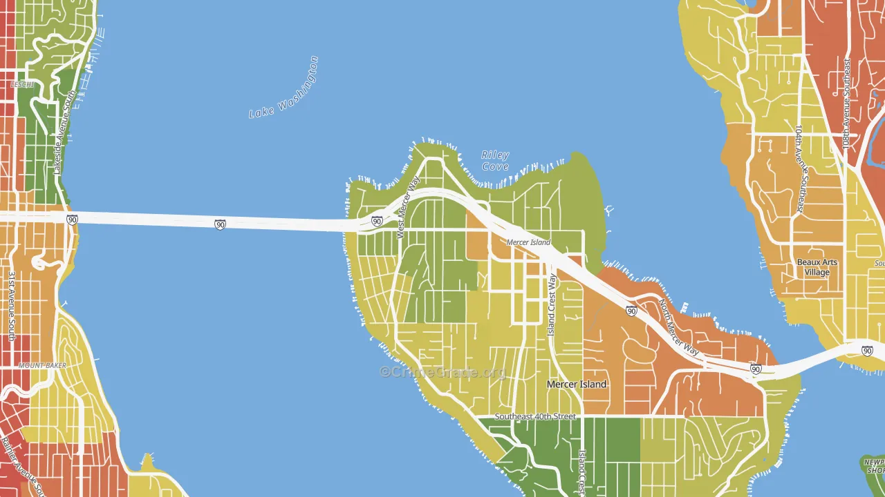 McGilvra, Mercer Island, WA Map of Assault Rates