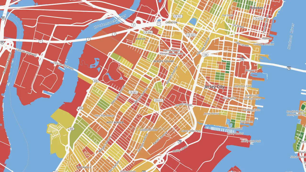 McGinley Square, Jersey City, NJ Map of Assault Rates