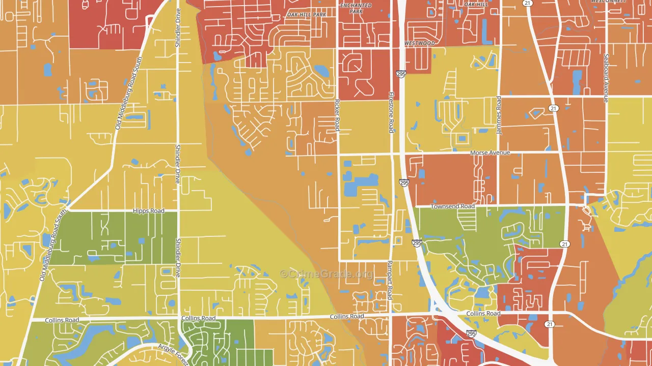 McGirts Creek, Jacksonville, FL Map of Assault Rates