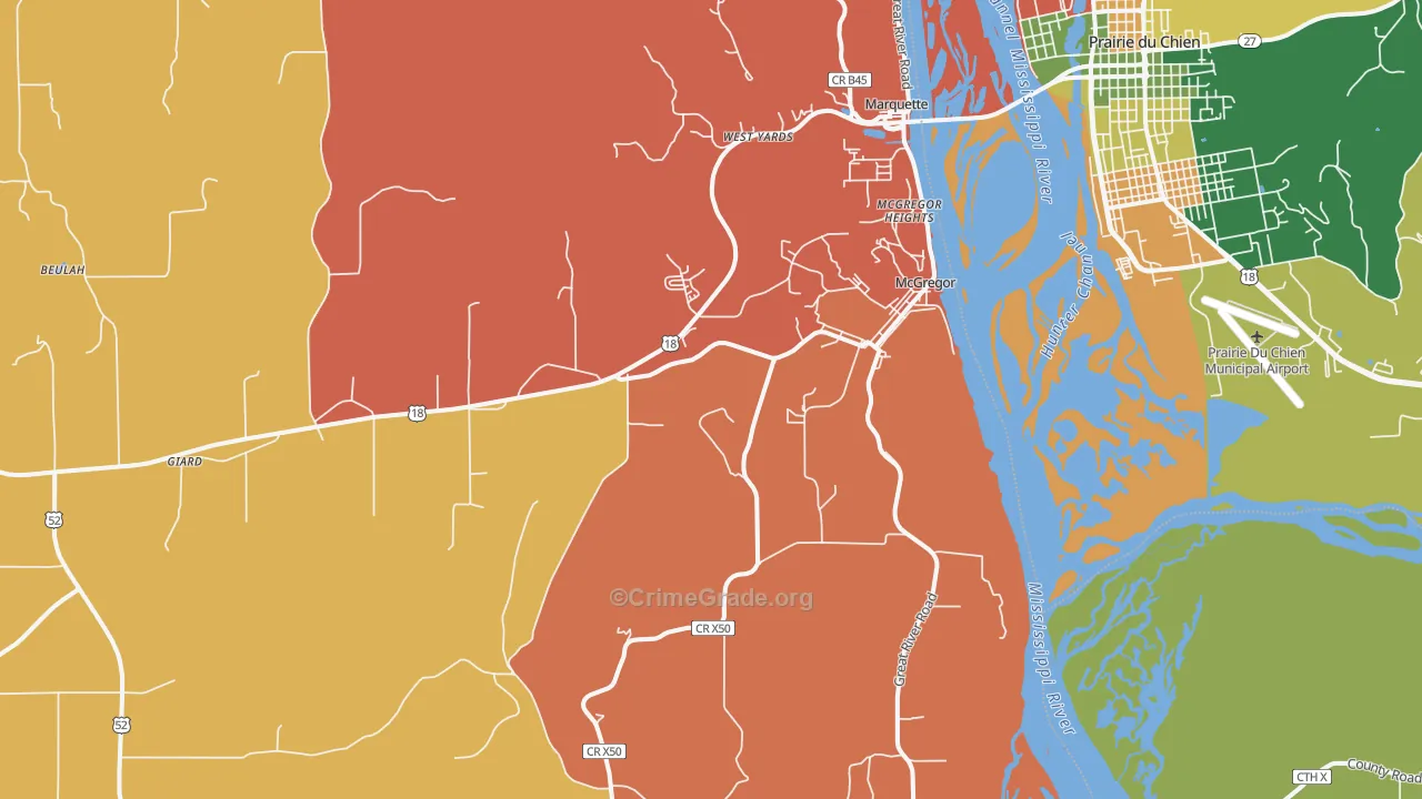 McGregor, IA Map of Assault Rates
