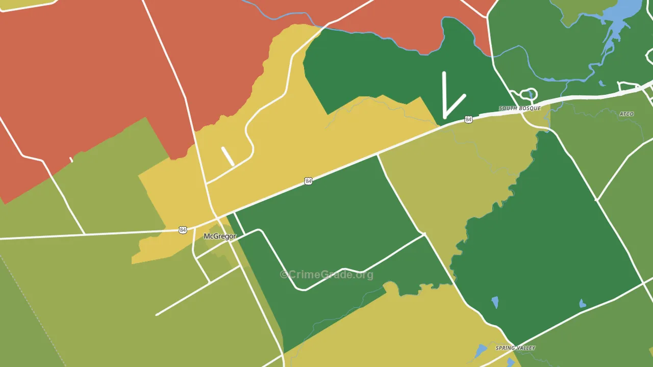 McGregor, TX Map of Assault Rates