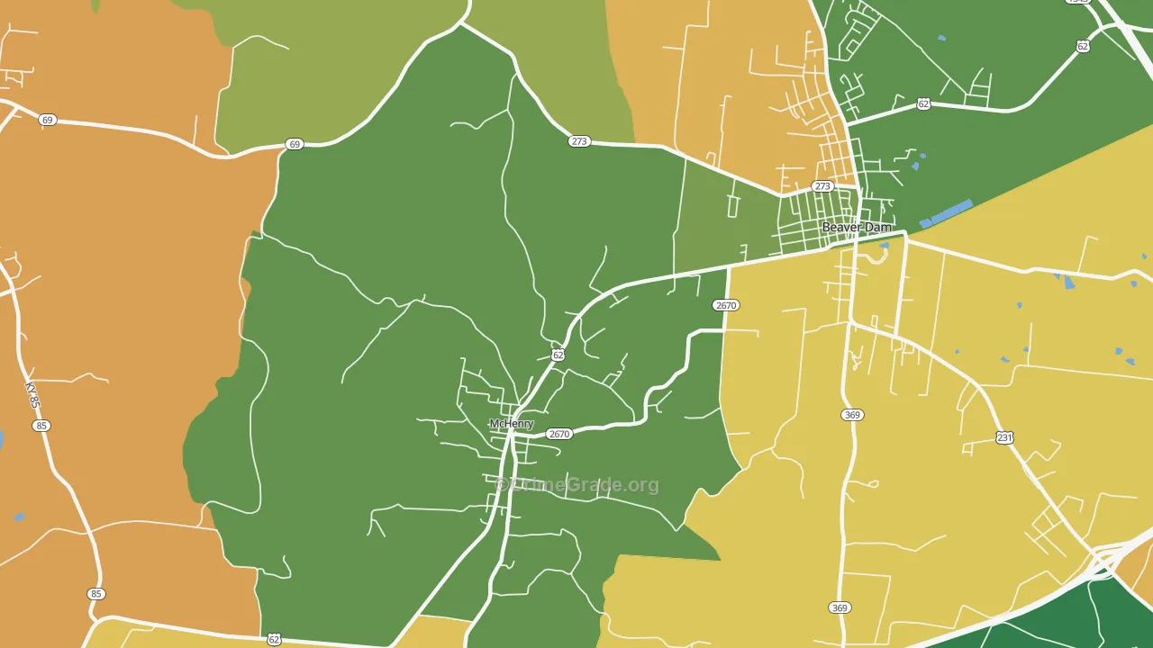 McHenry, KY Map of Assault Rates