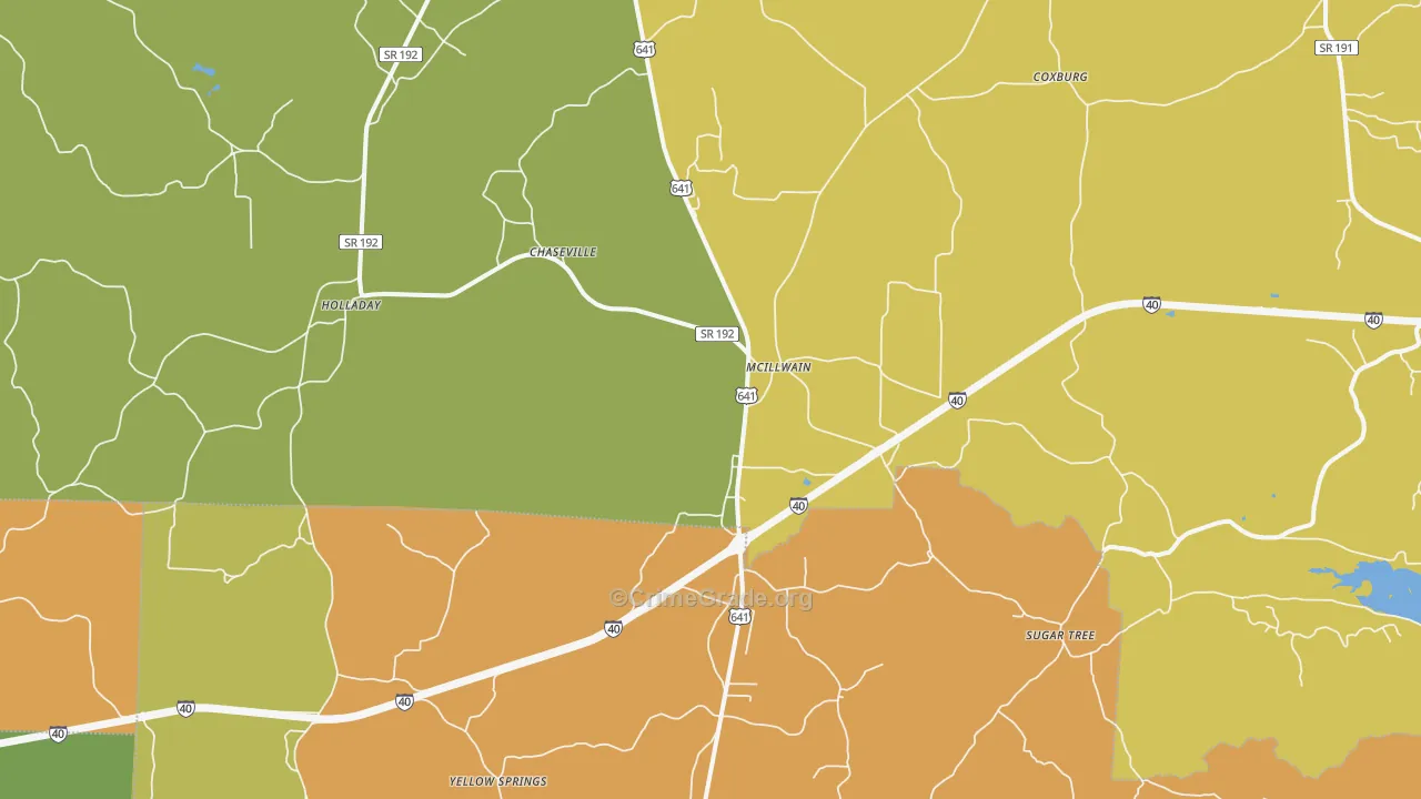 McIllwain, TN Map of Assault Rates