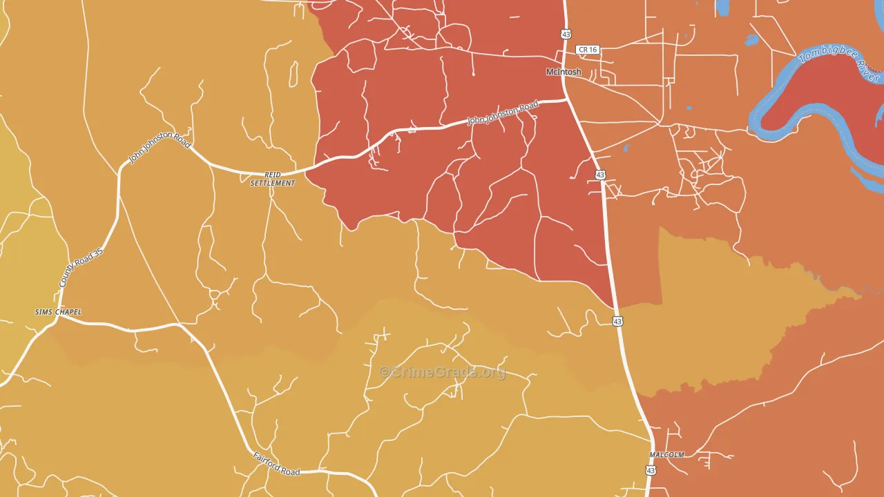 McIntosh, AL Map of Assault Rates
