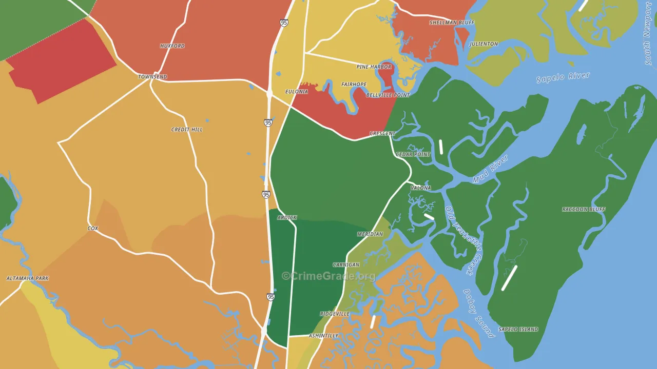 McIntosh County, GA Map of Assault Rates
