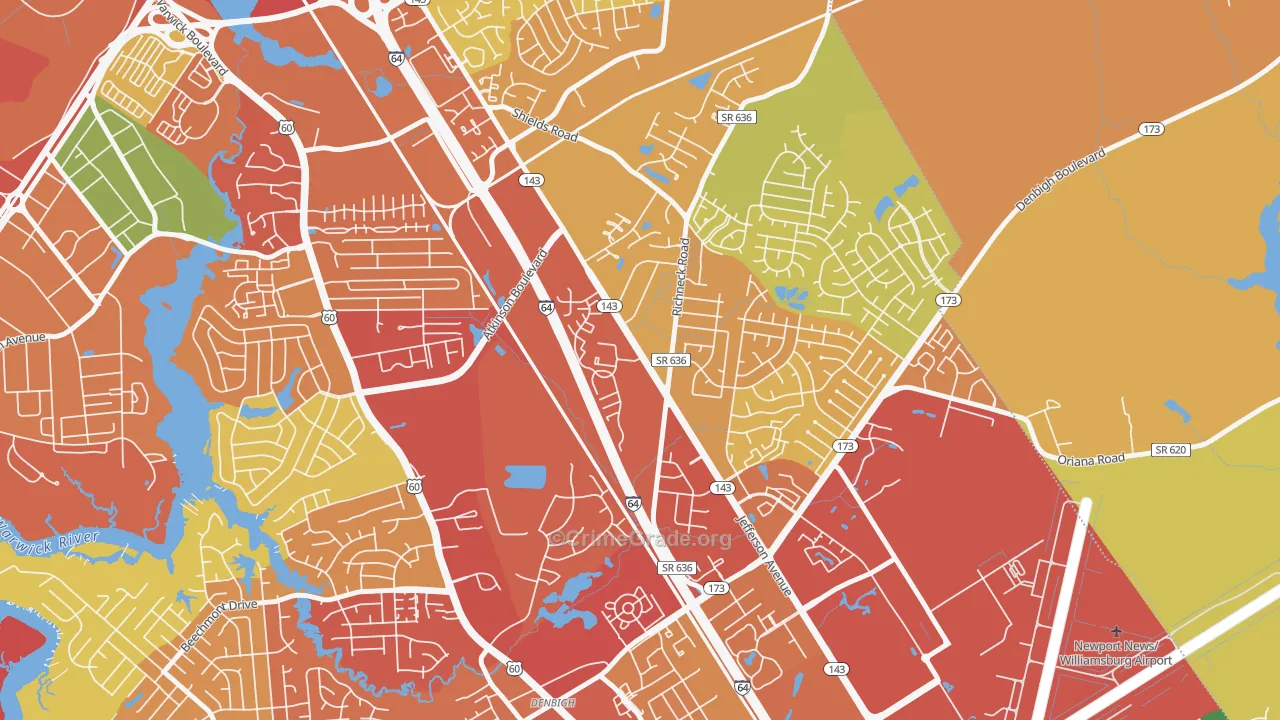 McIntosh, Newport News, VA Map of Assault Rates