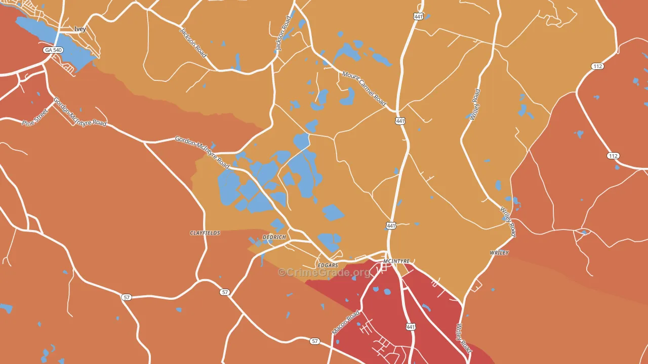 McIntyre, GA Map of Assault Rates