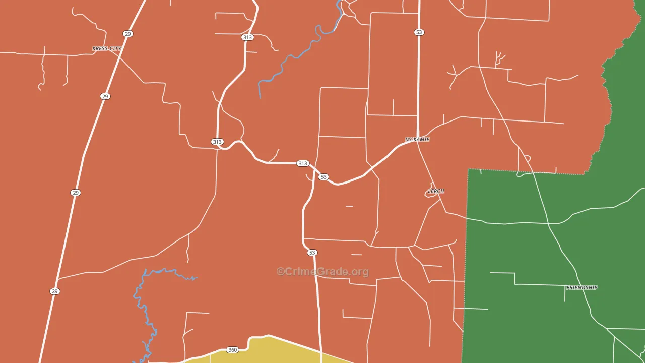 McKamie, AR Map of Assault Rates