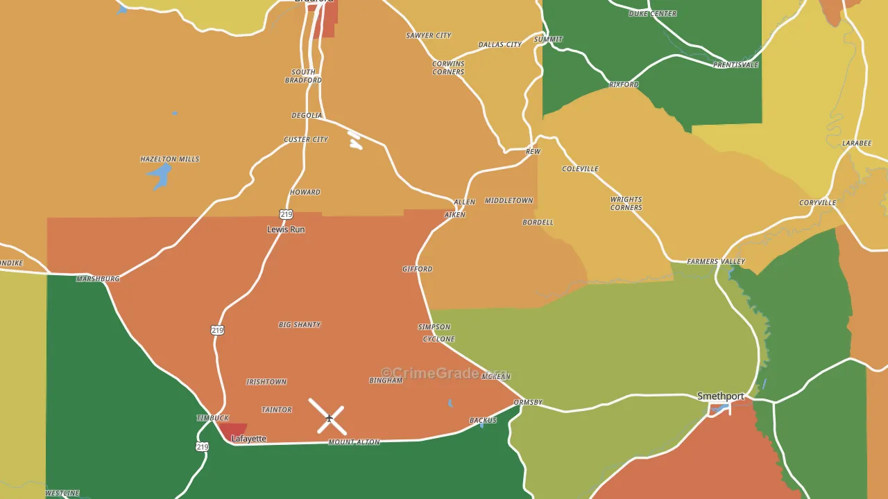 McKean County, PA Map of Assault Rates