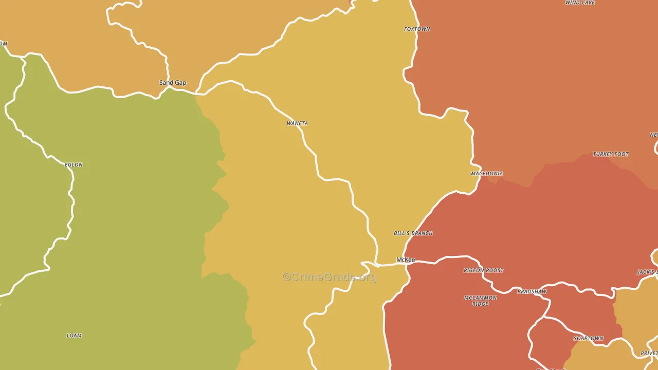 McKee, KY Map of Assault Rates