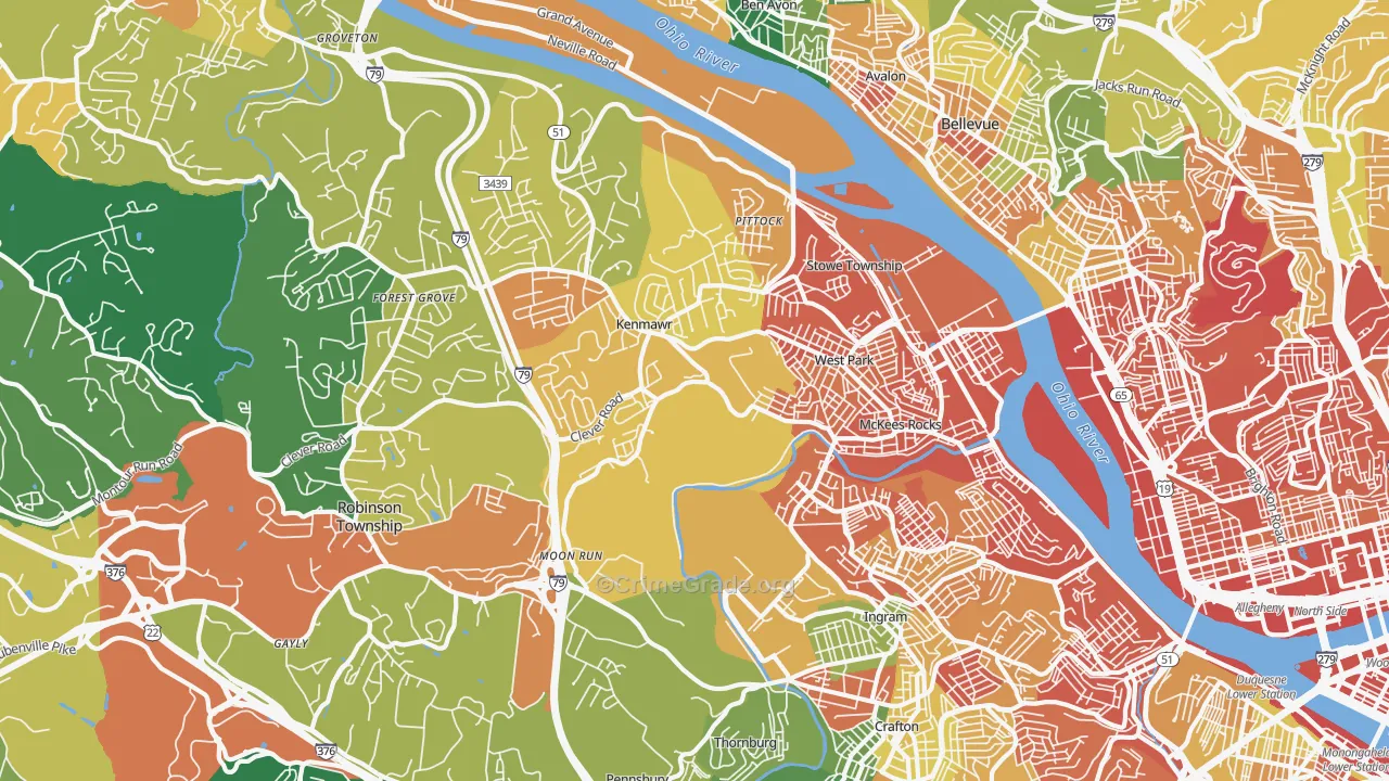 Mckees Rocks, PA Map of Assault Rates