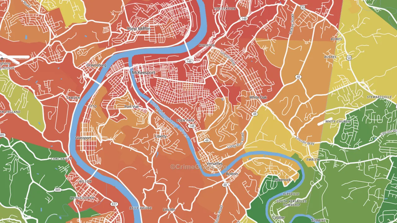 McKeesport, PA Map of Assault Rates