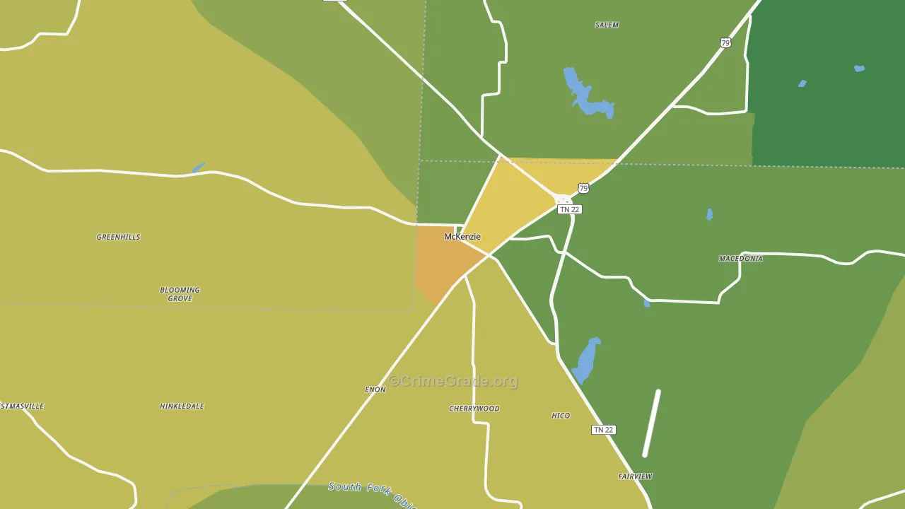 McKenzie, TN Map of Assault Rates