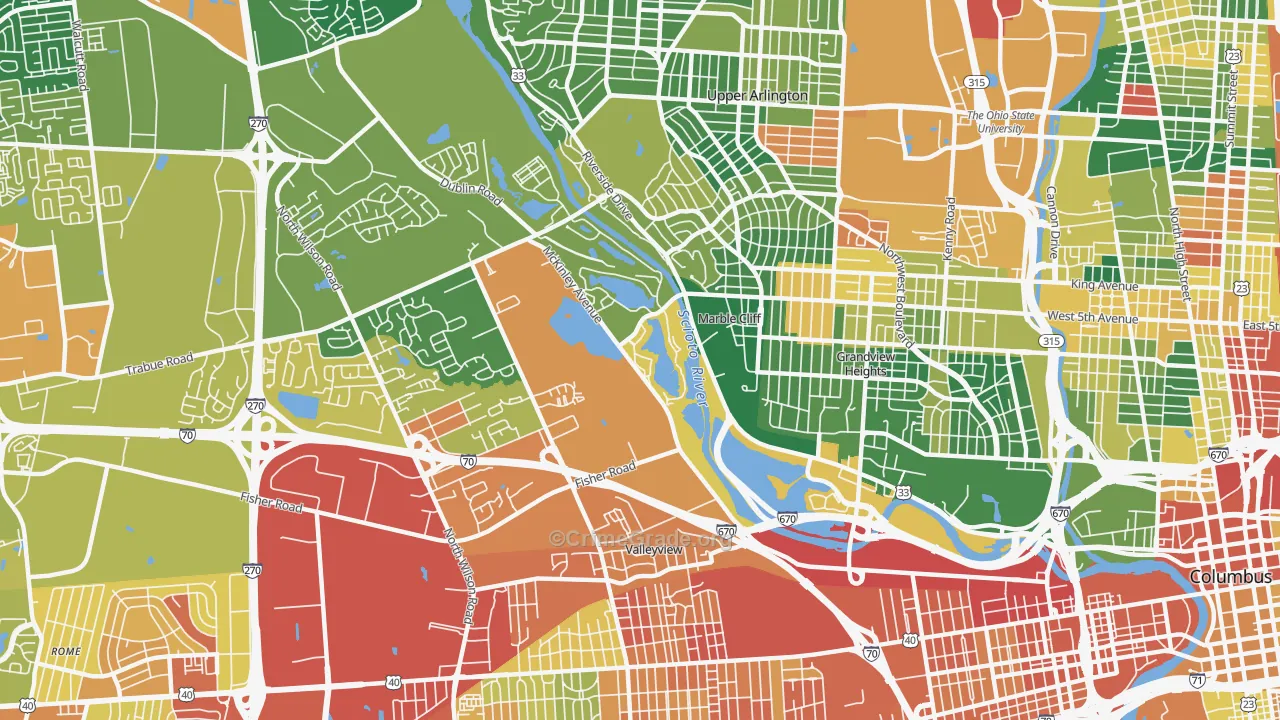 McKinley Avenue Corridor, Columbus, OH Map of Assault Rates