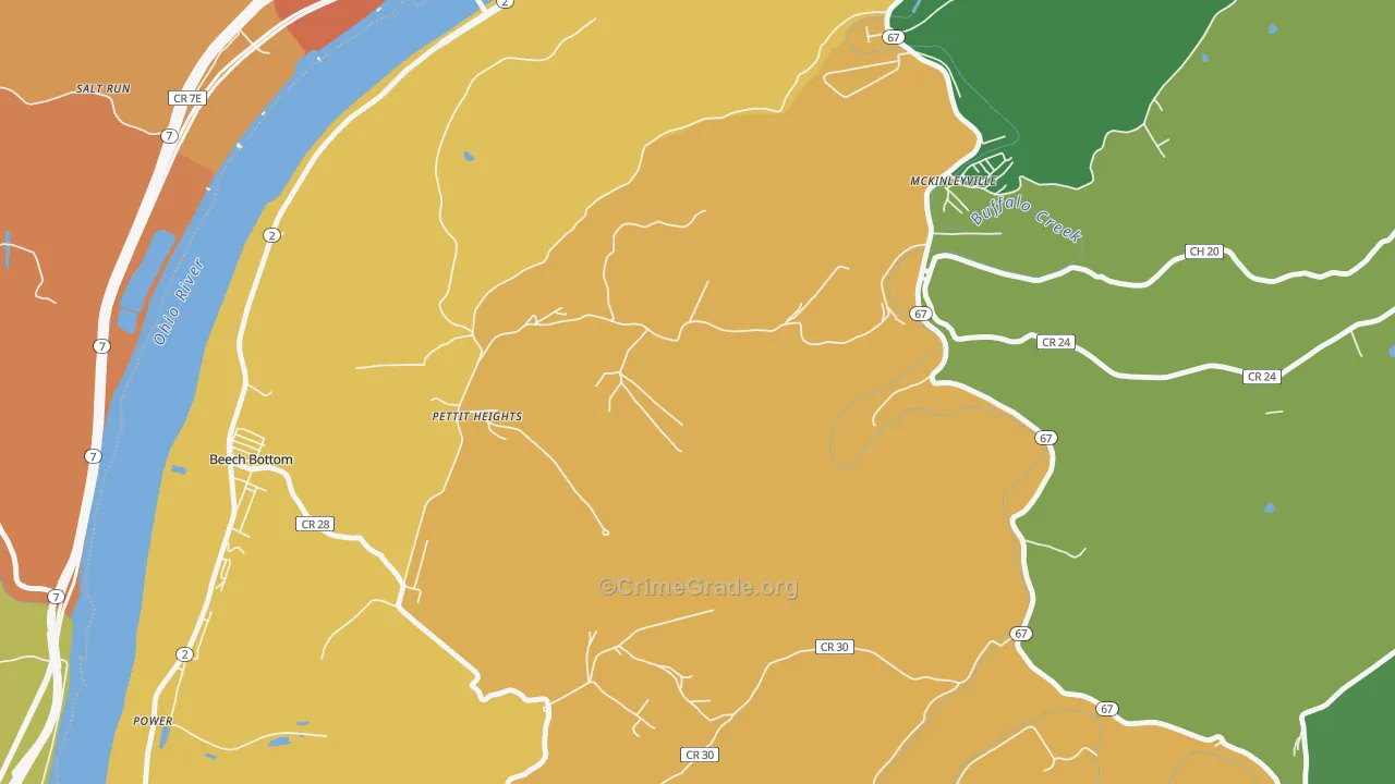 McKinleyville, WV Map of Assault Rates