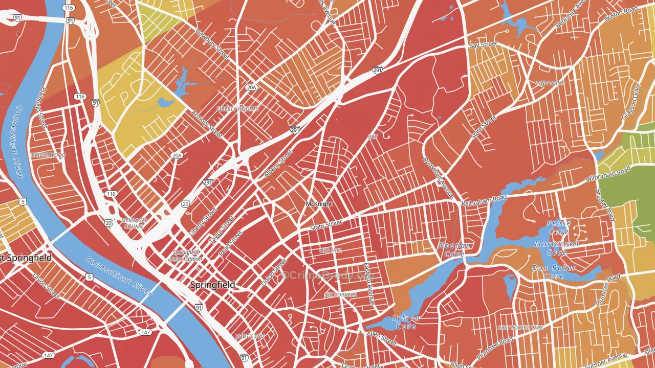 McKnight, Springfield, MA Map of Assault Rates
