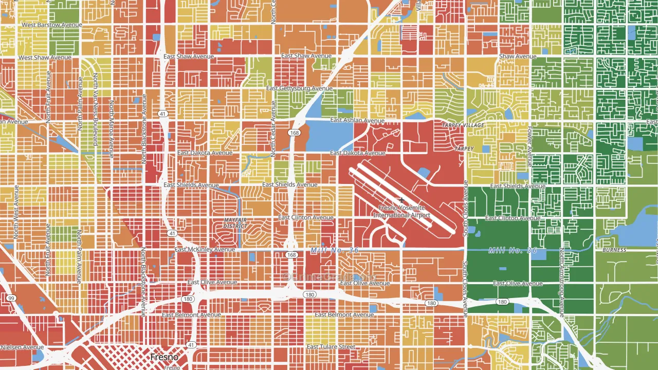 McLane, Fresno, CA Map of Assault Rates
