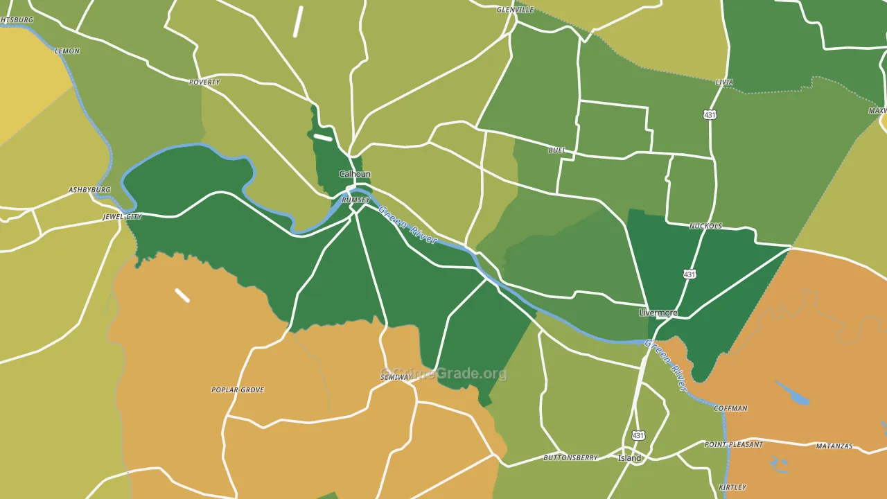McLean County, KY Map of Assault Rates