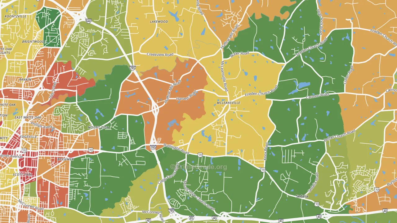 McLeansville, NC Map of Assault Rates