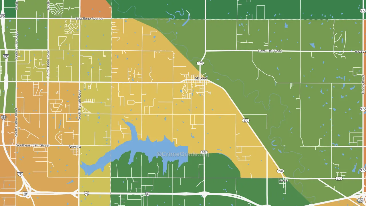 Mcloud, OK Map of Assault Rates