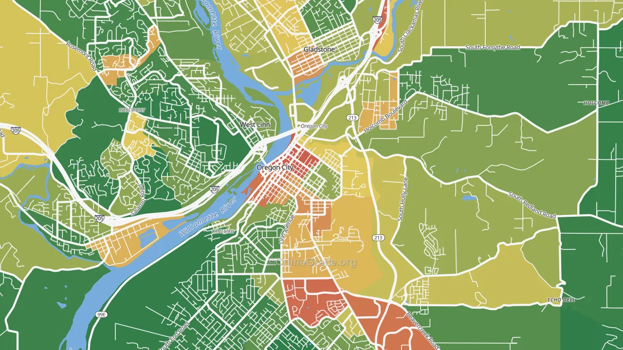 McLoughlin, Oregon City, OR Map of Assault Rates