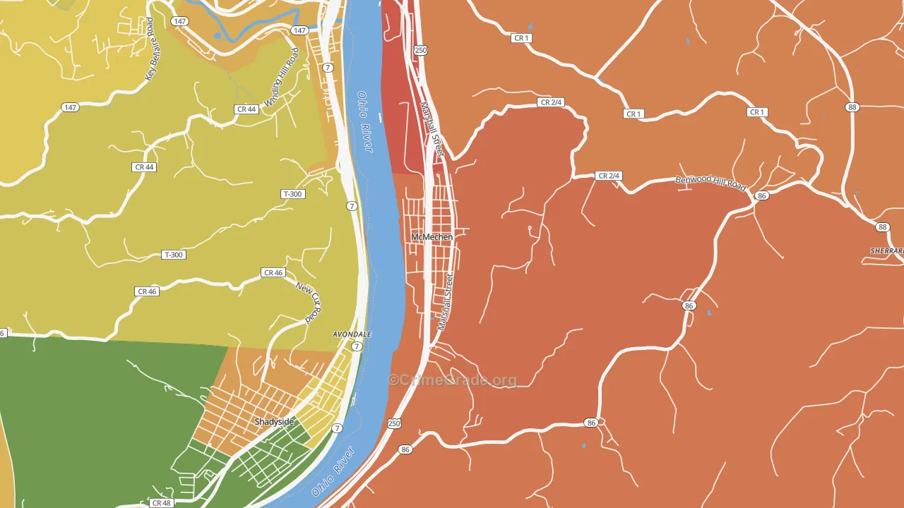 McMechen, WV Map of Assault Rates