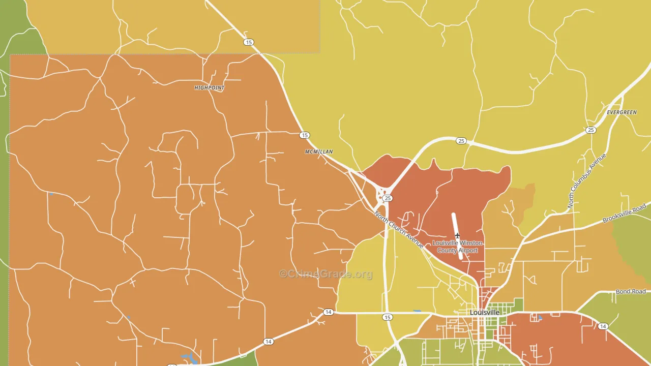 McMillan, MS Map of Assault Rates