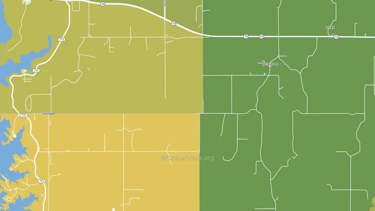 McMillan, OK Map of Assault Rates