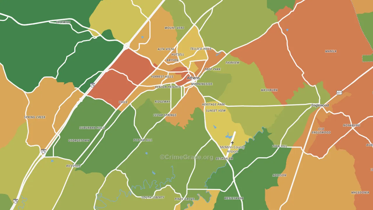 McMinn County, TN Map of Assault Rates
