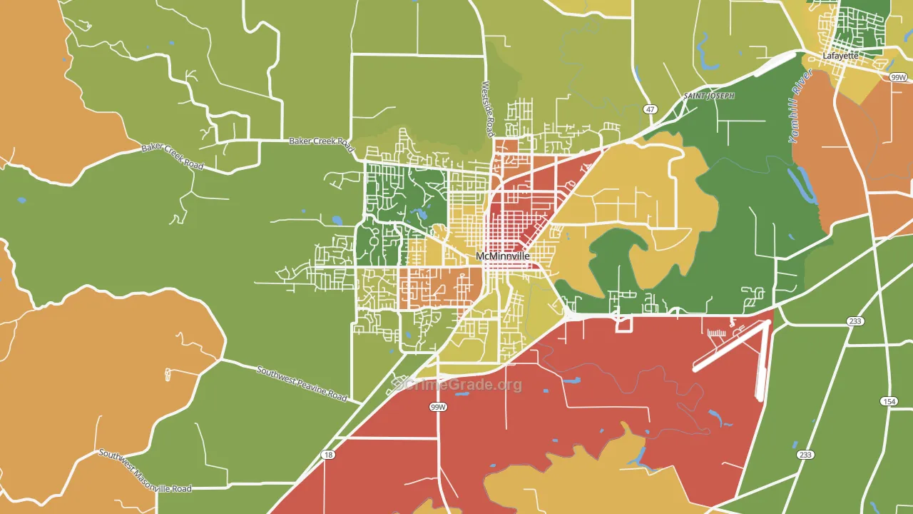 Mcminnville, OR Map of Assault Rates
