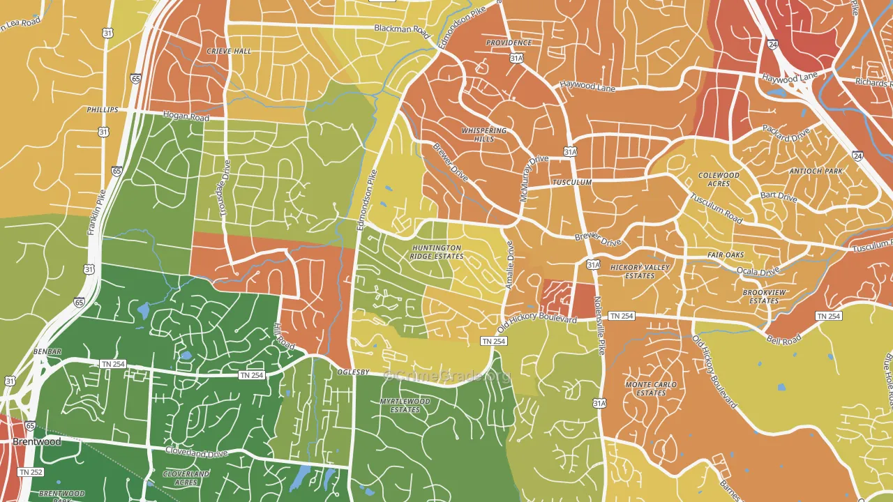 McMurray-Huntingdon, Nashville, TN Map of Assault Rates