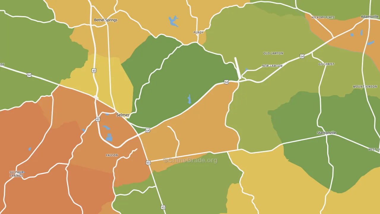 McNairy County, TN Map of Assault Rates