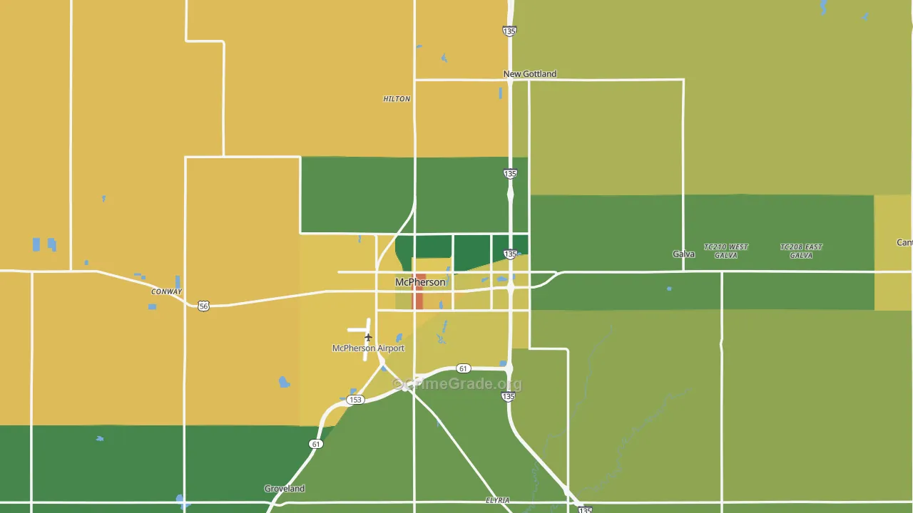 McPherson County, KS Map of Assault Rates