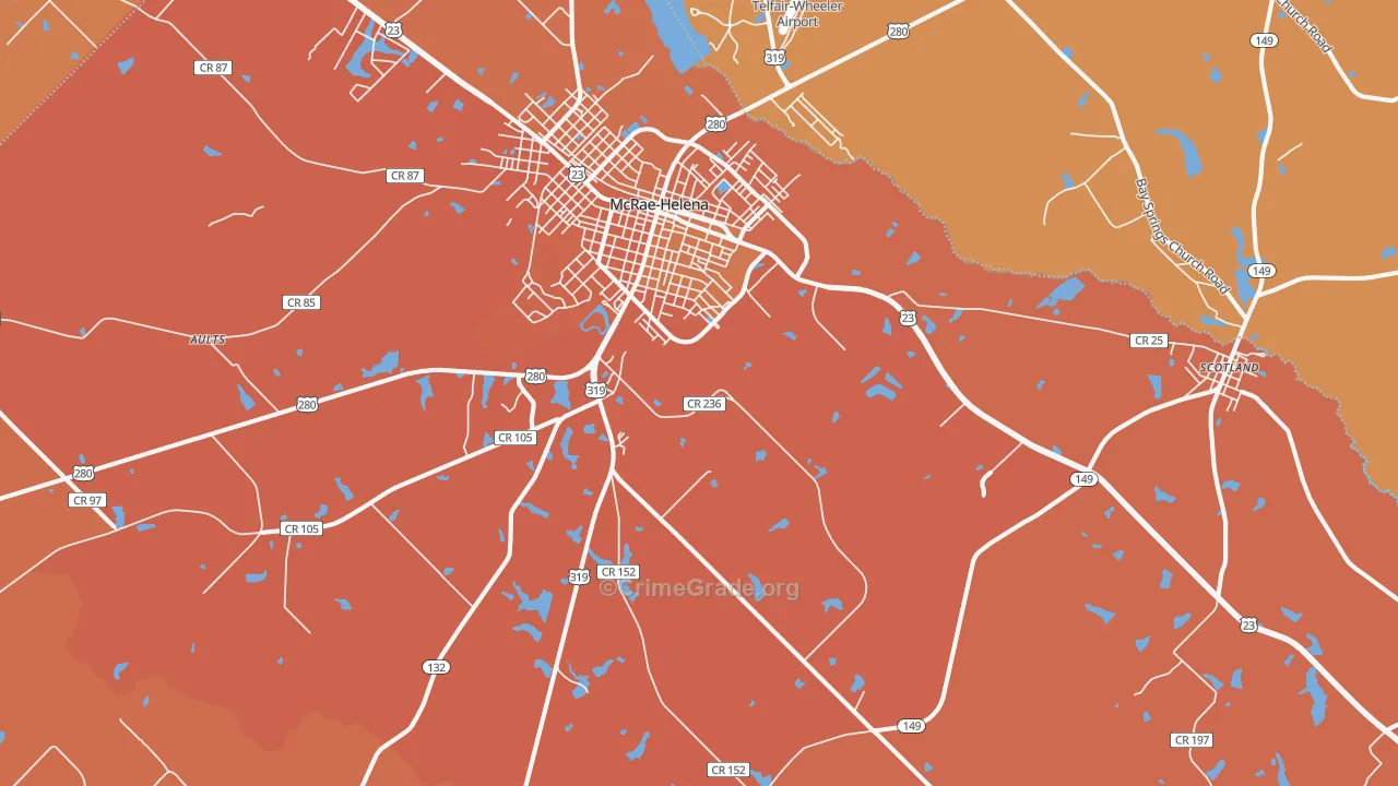McRae, GA Map of Assault Rates
