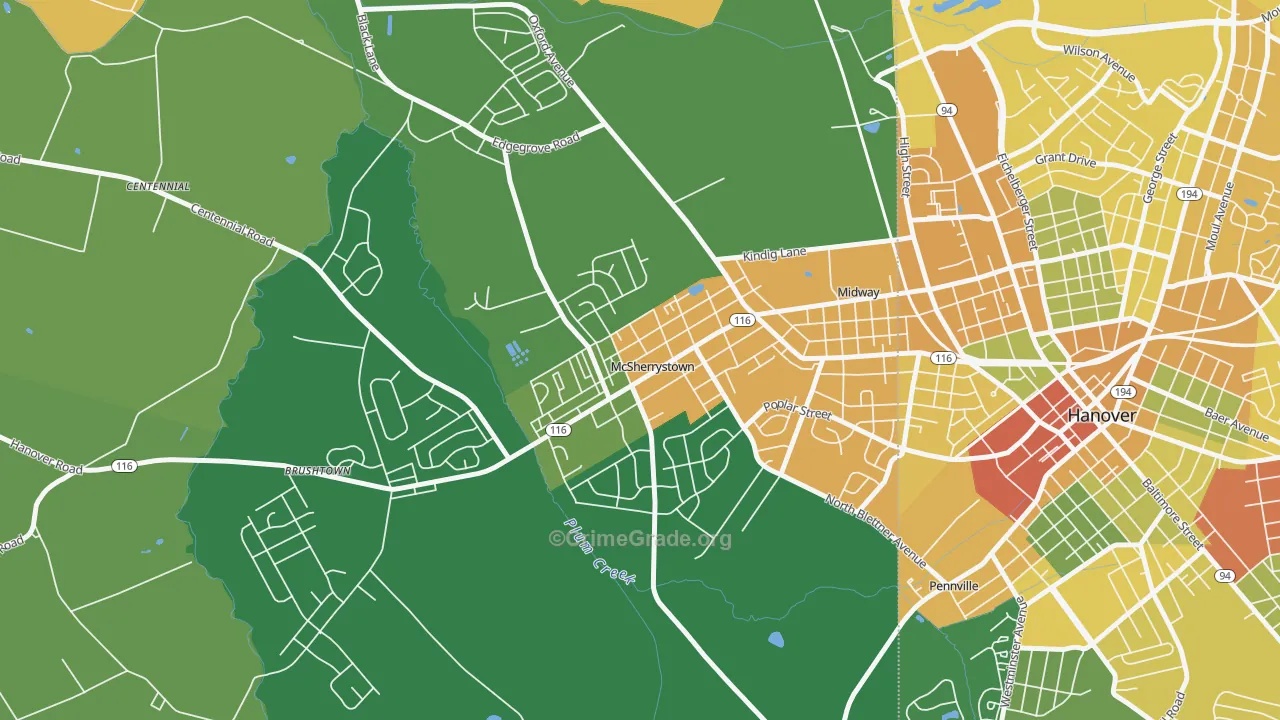 McSherrystown, PA Map of Assault Rates