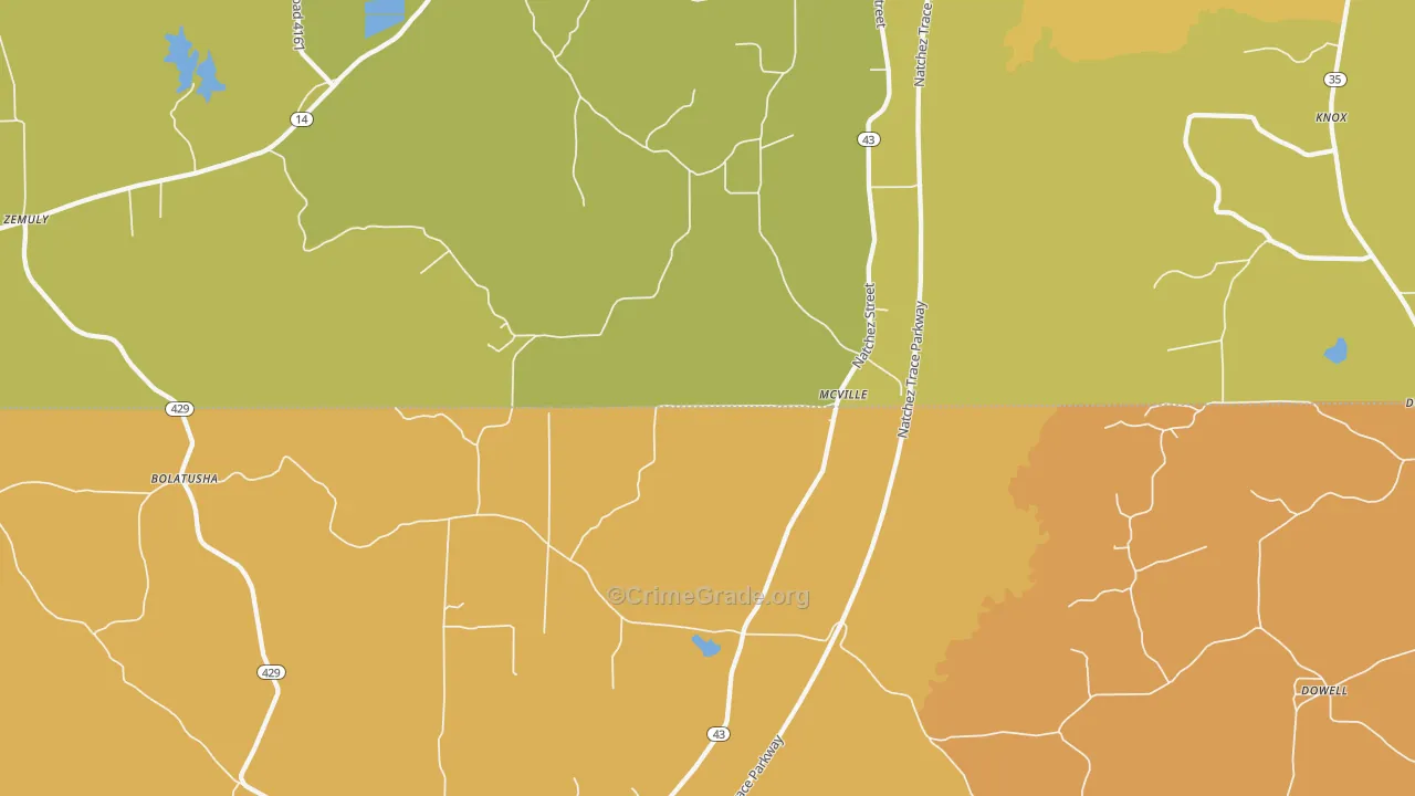McVille, MS Map of Assault Rates