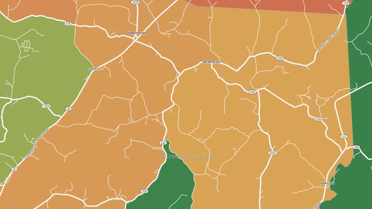 McWhorter, KY Map of Assault Rates