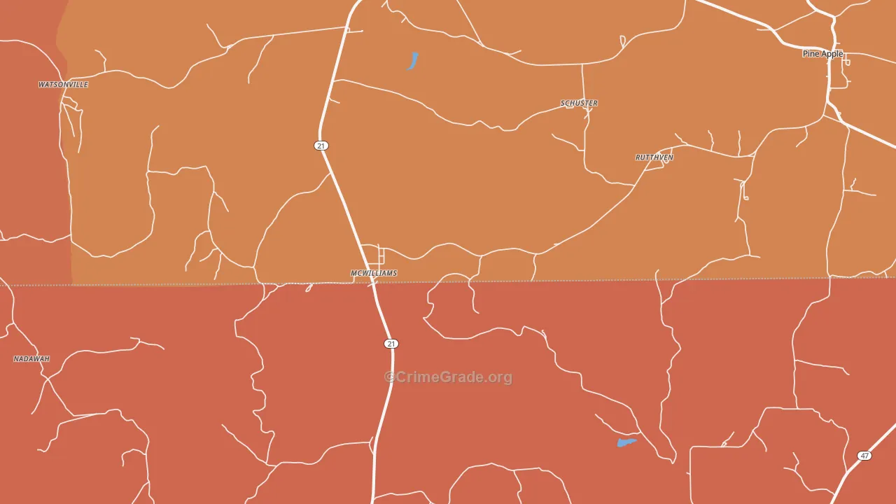 McWilliams, AL Map of Assault Rates