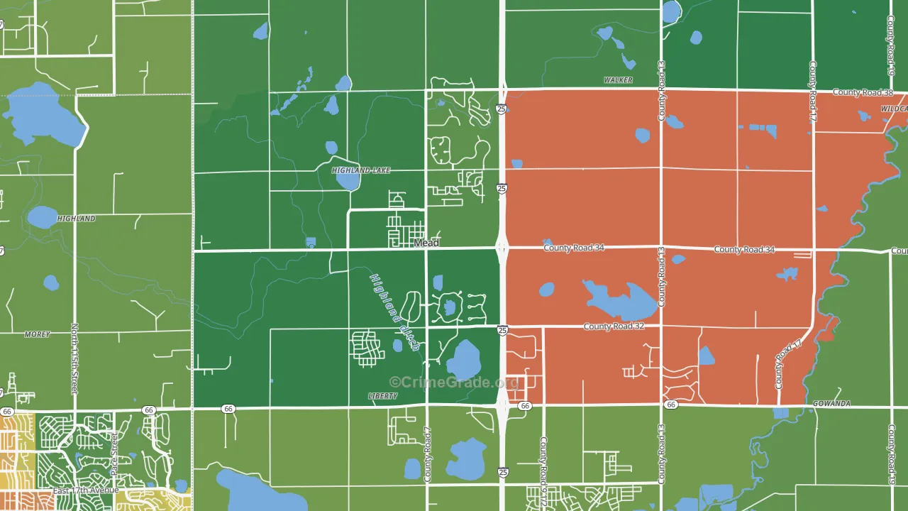 Mead, CO Map of Assault Rates