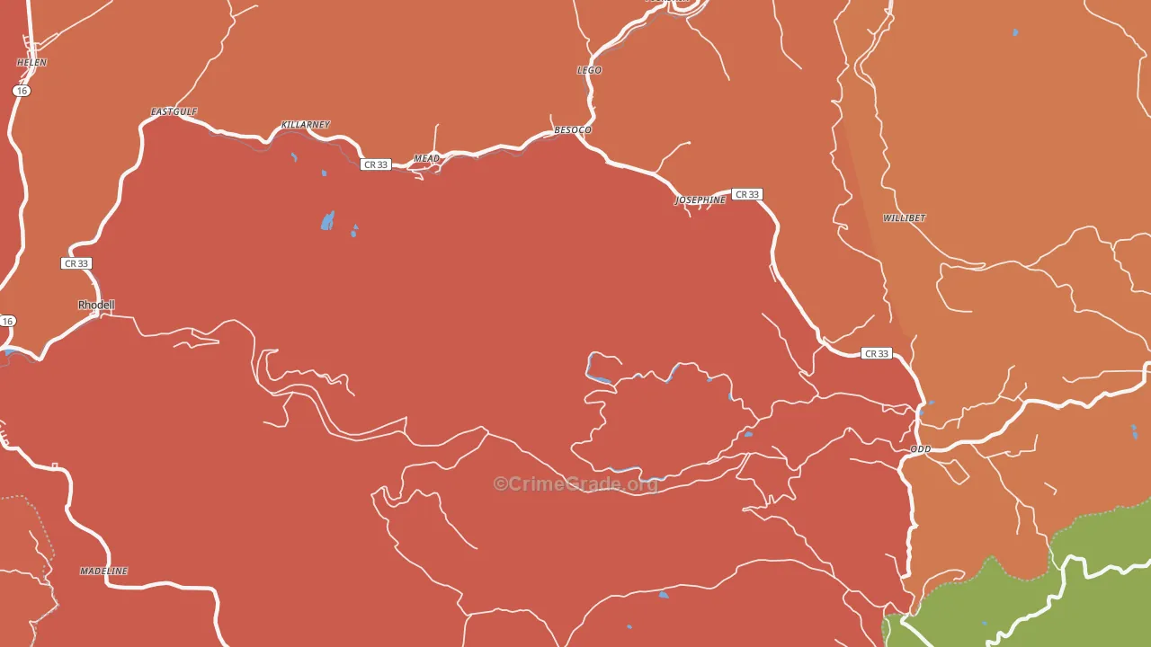 Mead, WV Map of Assault Rates