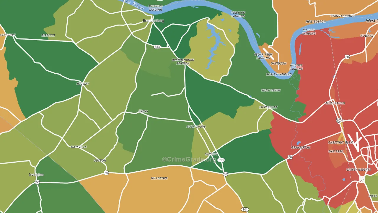 Meade County, KY Map of Assault Rates